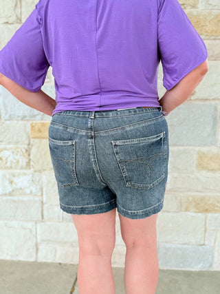 Judy Blue High - Waist Tummy Control Slim Denim Shorts - Double K Boutique, LLC