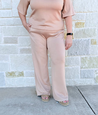 Knit Wide-Leg Trousers With Drawstring Waist