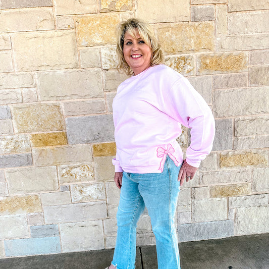 Pink Sweatshirt with Side Bow Cutout