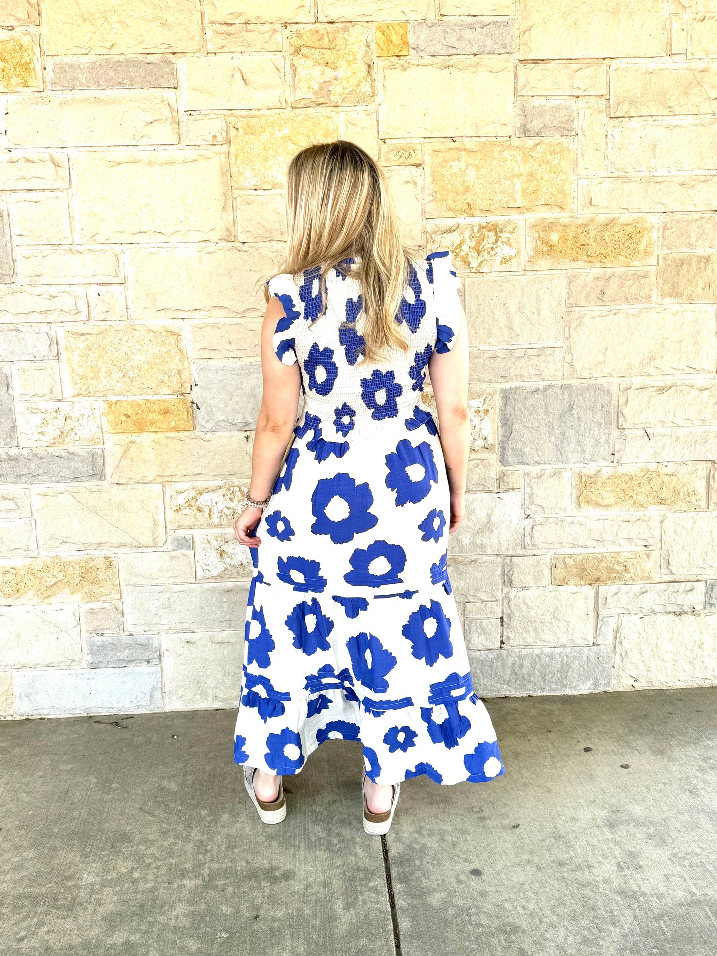 Smocked Woven Print Top with Matching Skirt