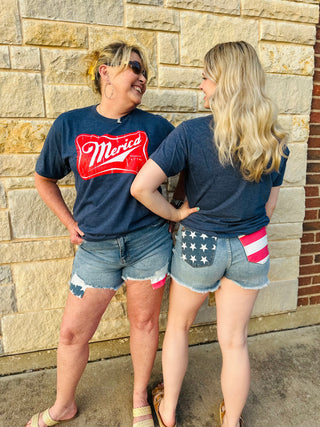 Judy Blue HW Americana Flag Print Shorts