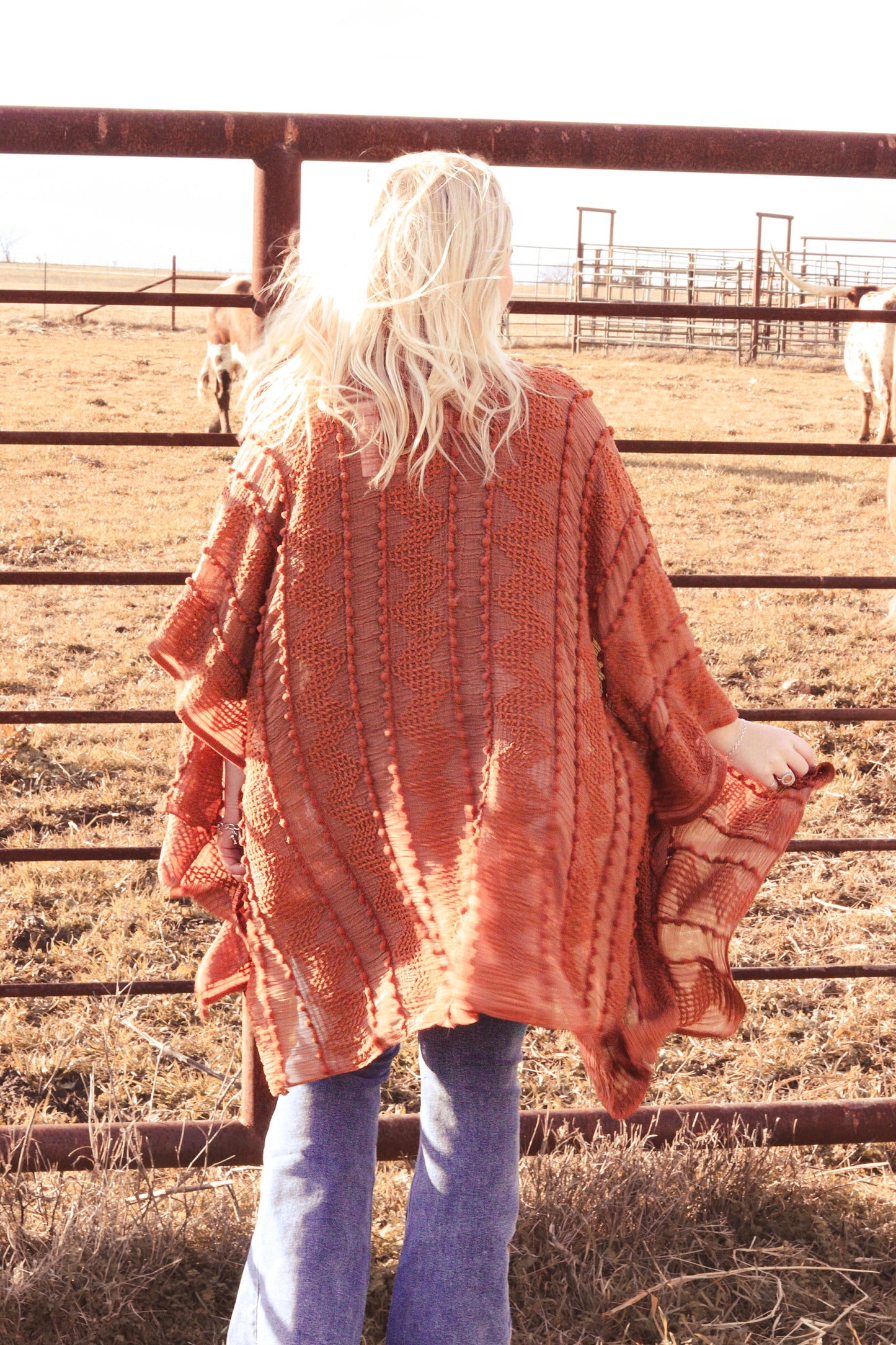 Reagan Rust Knit Kimono