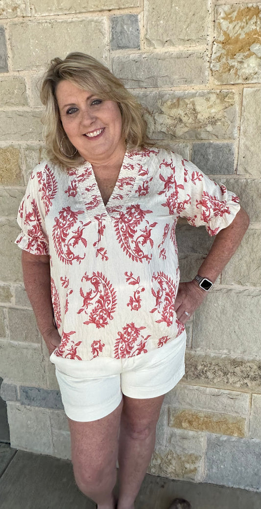 Red Mix Umgee Blouse