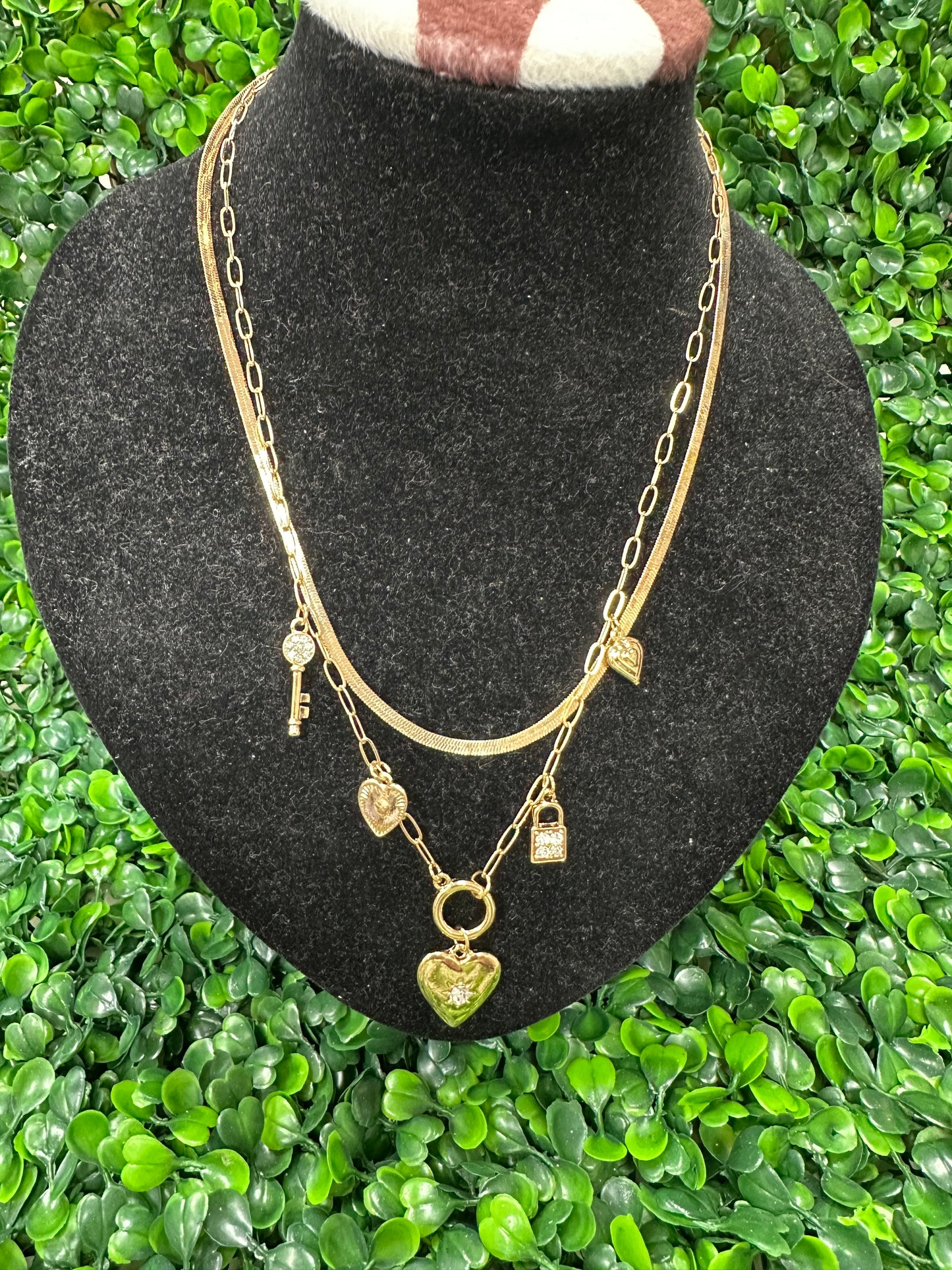 Double Gold Charm Necklace