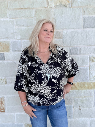 black floral blouse 