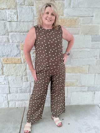 Chic Polka Dot Sleeveless Pant Set with Side Pockets - Double K Boutique, LLC