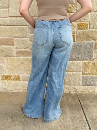 High Waisted Palazzo Featherweight w/Drawstring - Double K Boutique, LLC
