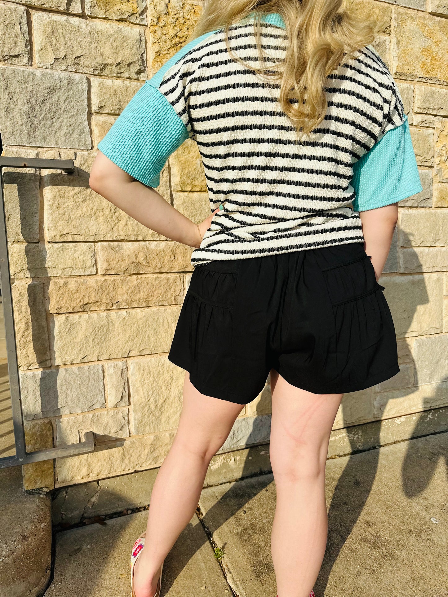 Waffle V-Neck Top