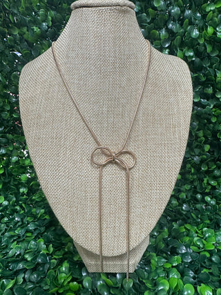 Gold Snake Chain Bow Necklace