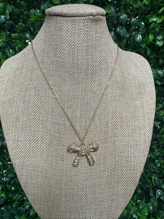 Crystal Bow Ribbon Pendant