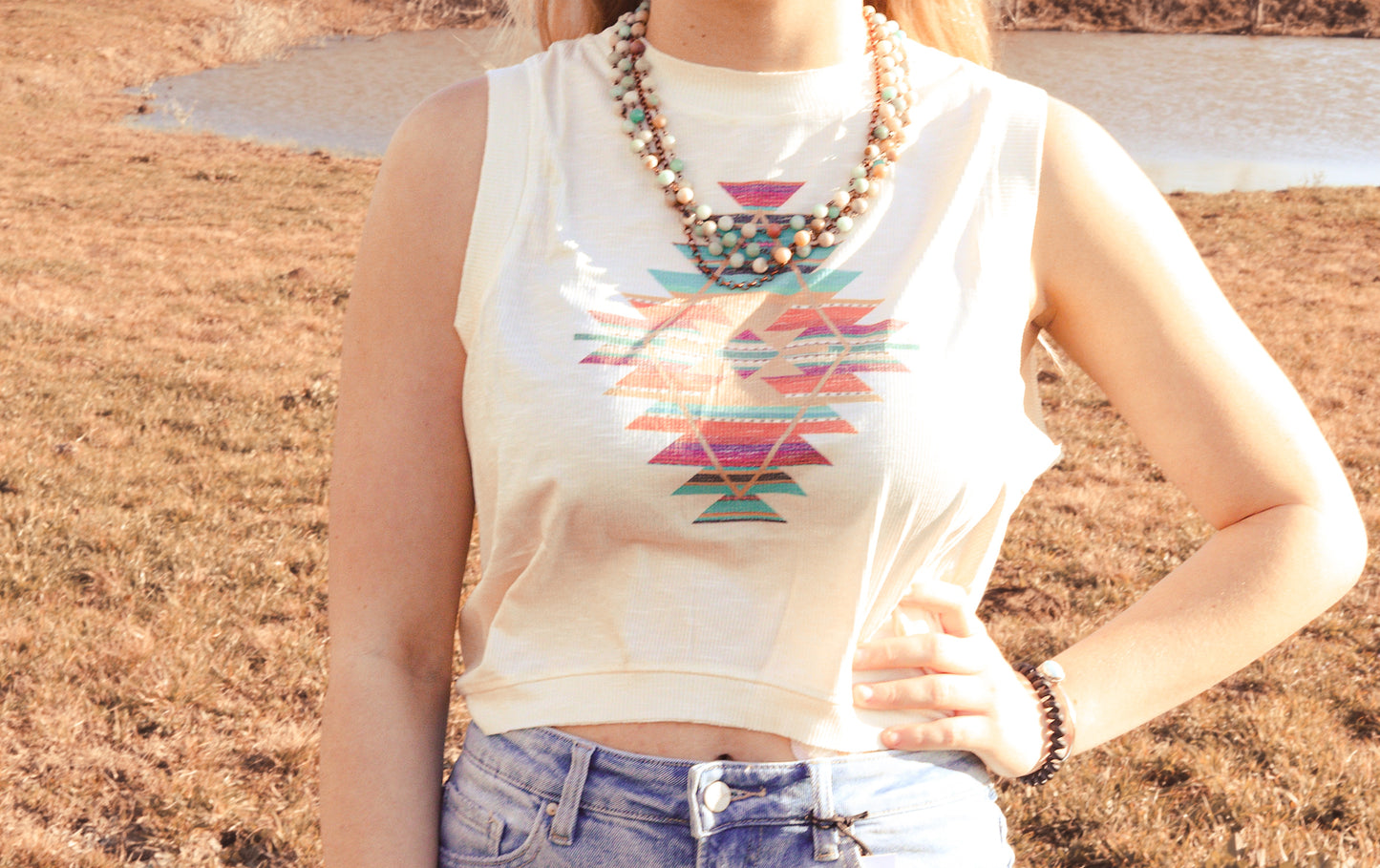 Aztec Cropped Tank Top