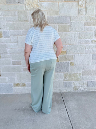 Oversized Striped Dolman V-Neck Knit Top