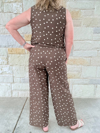 Chic Polka Dot Sleeveless Pant Set with Side Pockets - Double K Boutique, LLC