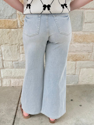 Petite High - Waist Retro Wide - Leg Jeans (Curve Edition) - Double K Boutique, LLC