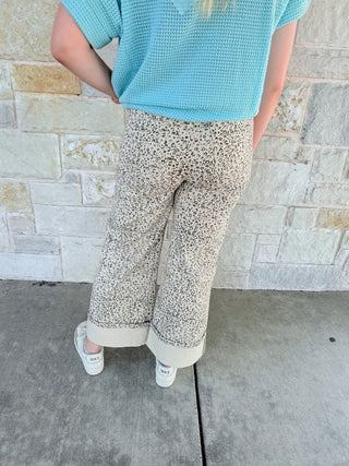 Leopard Print H/W Wide Leg Pants