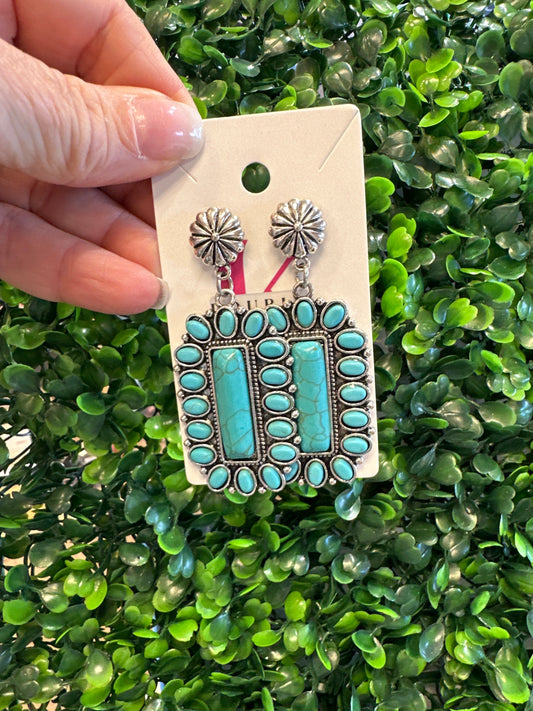 Square Turquoise Earrings