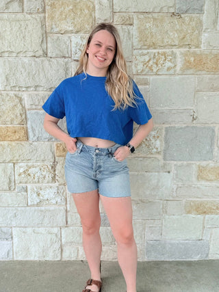 Maven High - Rise Raw Hem Denim Shorts | Classic Button - Fly Edition - Double K Boutique, LLC