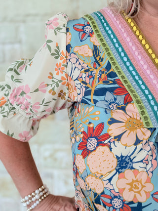 Crochet Boho Half & Long Sleeve Floral Top