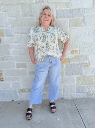 Green Mix Umgee Blouse - Double K Boutique, LLC