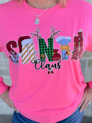 Santa Doodle Graphic Long Sleeve T-Shirt