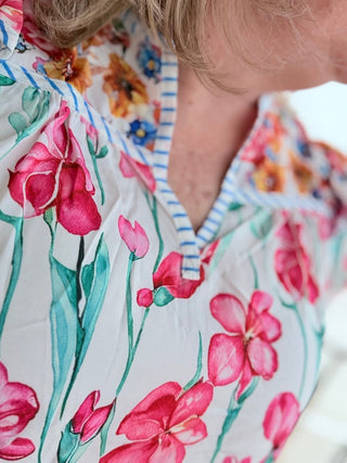 Rowan Effortless Floral Chiffon Blouse - Double K Boutique, LLC