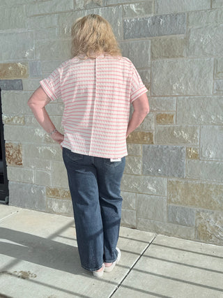 Stripe Jacquard Round-Neck Box Tee