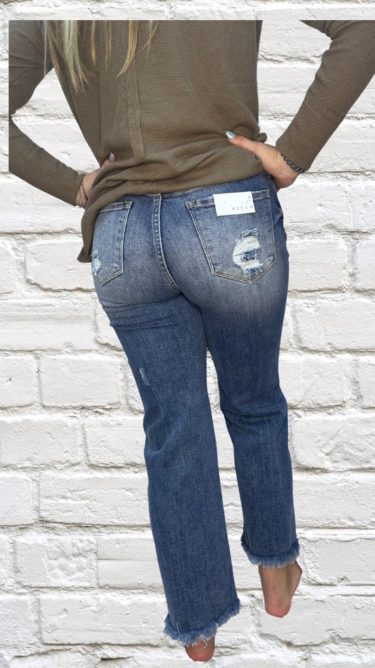 RISEN HIGH RISE STRAIGHT JEANS