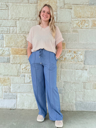 High Waist Pin-Tuck Wide Leg Pants