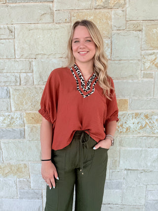 Dolman Top with leopard accent