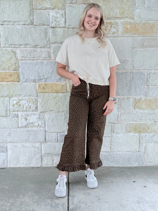 Entro Animal Print Wide-Leg Pants