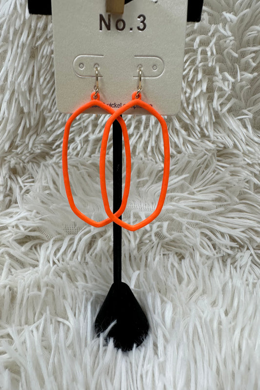 Neon Orange Oval Earrings