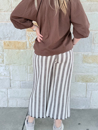 Linen Striped Waistband Pants