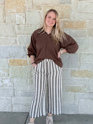 Linen Striped Waistband Pants