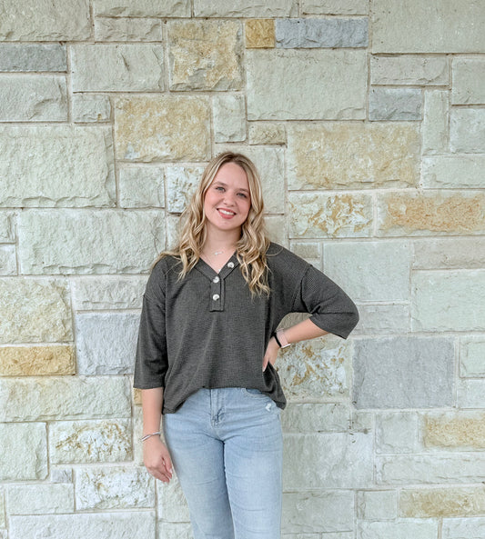3/4 V-Neck Thermal Top