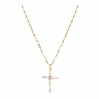 Cz Oval Cut Cross Pendant Necklace - Double K Boutique, LLC
