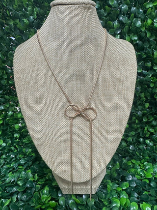 Gold Snake Chain Bow Necklace - Double K Boutique, LLC
