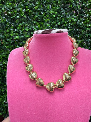 Gold Heart Bead Necklace