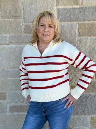 Striped Half Zip Sweater