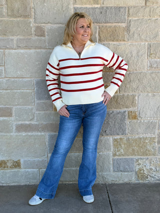 Striped Half Zip Sweater