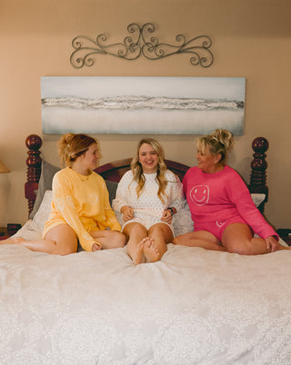 Cozy Soft Smiley Print Long Sleeve Top with Shorts Set