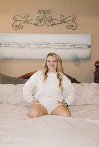Cozy Soft Smiley Print Long Sleeve Top with Shorts Set