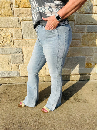 Judy Blue MidRise Rhinestone Side Panel Detail Flare