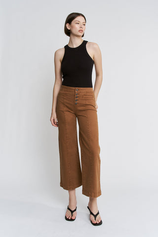 brown wide-leg pants on a white background