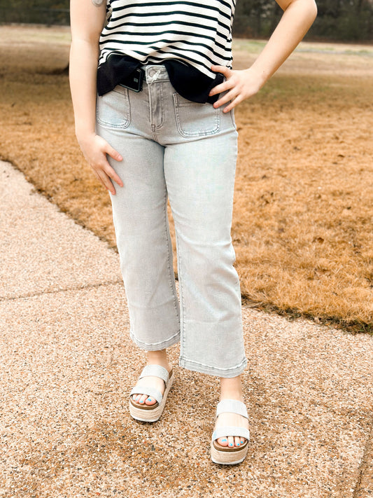 Mica High Rise Cropped Wide Leg w/patch pocket