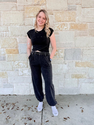 Mineral Wash Wrap - Front Crop & Jogger 2 - Piece Set - Double K Boutique, LLC