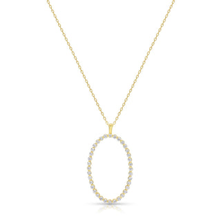 Delicate Oval Pendant with CZ Necklace