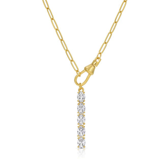 Oval CZ Bar Pendant Necklace
