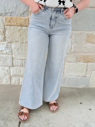 Petite High - Waist Retro Wide - Leg Jeans (Curve Edition) - Double K Boutique, LLC