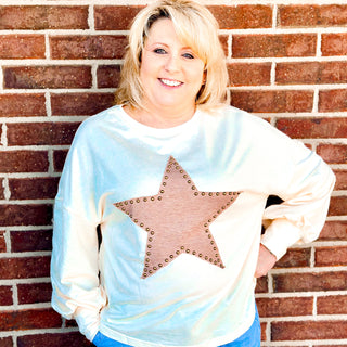 Studded Star Graphic Oversized Top