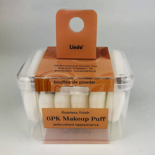 Lindo 6PK Ultra Soft Triangle Makeup Puff with travel case